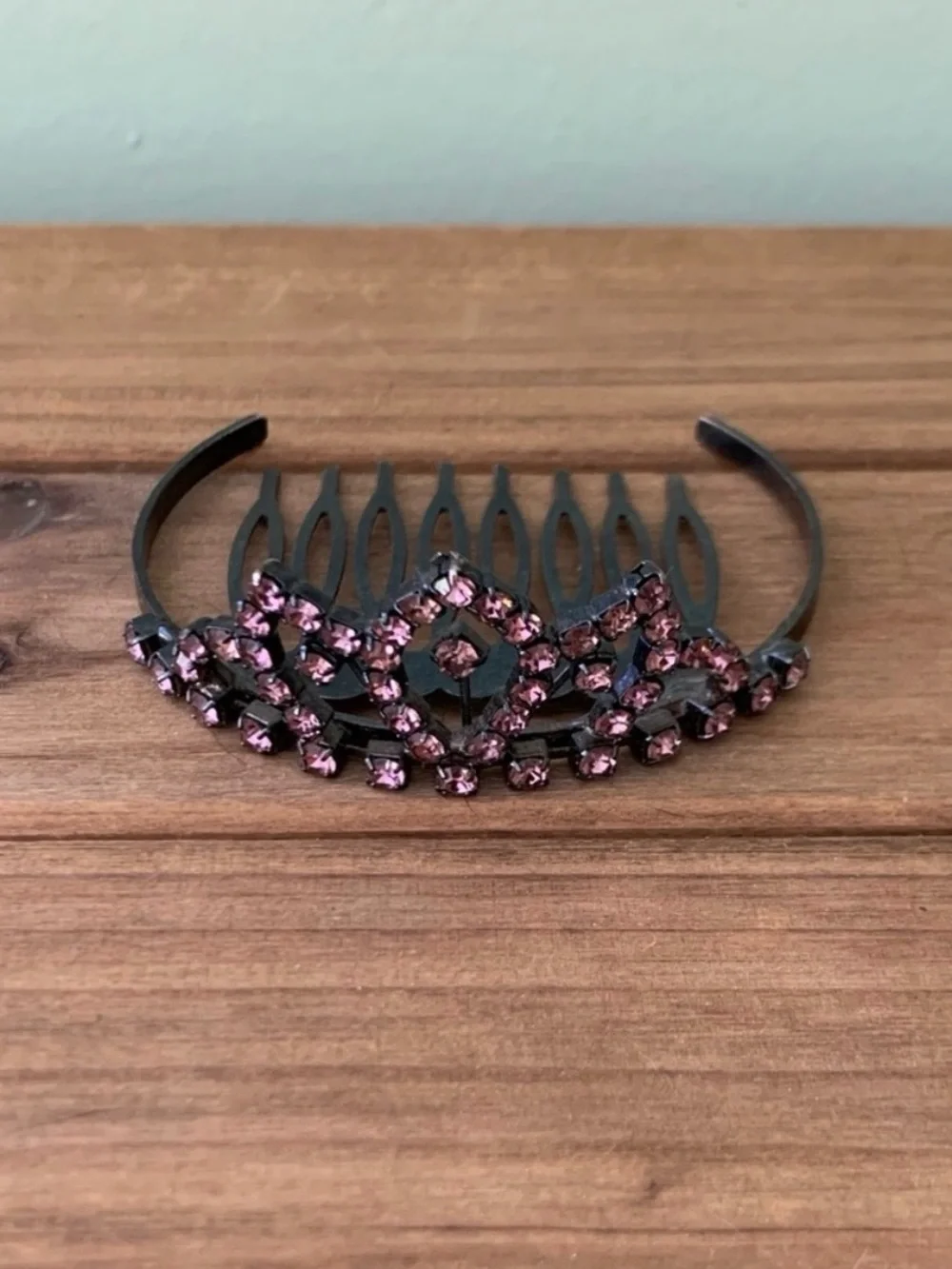 Sparkling Pink Crystal Tiara Hair Comb